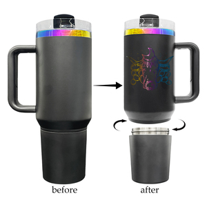 Bouteille d'eau isotherme 40oz H2.0 avec revêtement poudré arc-en-ciel et compartiment secret dissimulé à base dévissable pour collations - Product Image 1