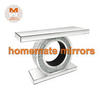 Table console ronde miroir chaud classique avec LED