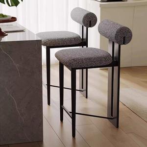 Bar <b>Stool</b> With Backrest Solid Wood High Seat Living Room Chair Stable Design - Product Image 2
