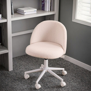Hiện đại đương đại màu be nhung xoay Ghế văn phòng thoải mái lăn ghế nhiệm vụ cơ sở màu trắng mềm sang trọng bọc Ergonomic - Product Image 5