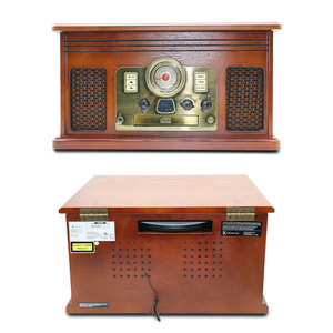 Máy hát đĩa than đa chức năng kiểu gỗ cổ điển với loa stereo tích hợp và chức năng FM, thiết kế retro - Product Image 4
