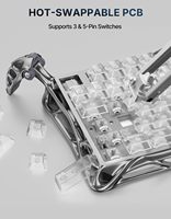 Clavier de jeu mécanique sans fil GravaStar Mercury K1 Pro 75% avec touches remplaçables à chaud |   Clavier en alliage d'aluminium rétroéclairé RVB, trois modes (BT/2.4GHz/filaire)