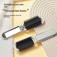 Sisir Rambut Plastik 2 in 1 Portabel Populer 2024, Cermin Lipat Mini untuk Perjalanan, Penggunaan di Rumah, Hadiah, Kado, Cermin Rias Saku