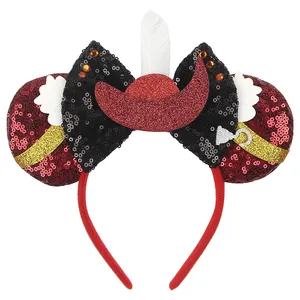 Hb125 Halloween Feest Piraat Hoofdbanden Glanzende Muis Oren Haar Hoepels Meisjes Vrouwen Piraten Cosplay Haar Clips