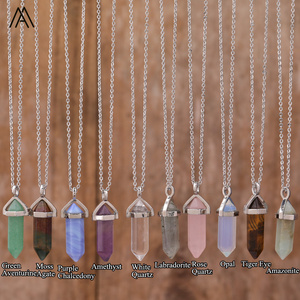 1 Zoll Natürlicher Echter Edelstein Doppelspitzen-Sechseck-Perlenanhänger Halskette im Boho-Stil für Damengeschenke - Product Image 2