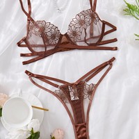 Ensemble de lingerie Yyu européenne et américaine en maille fine, confortable, dos ouvert, string séduisant