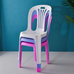 Açık gece pazarları için ucuz hafif taşınabilir beyaz istiflenebilir plastik yemek sandalyesi barbekü gıda tezgahları parkı kolsuz - Product Image 4