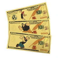 Ensemble de billets de banque commémoratifs Pac-Man en feuille d'or plaqué or 24 carats, monnaie de collection fantaisie sur le thème du jeu d'arcade rétro, Noël, Anniversaire
