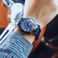 Montre mécanique automatique pour homme Pilot OCHSTIN, cadran en verre, résistance à l'eau 3BAR, boîtier en alliage, bracelet en nylon, affichage de la date, cadeau