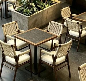 Set da Pranzo Moderno e Durevole in Rattan Stile Foresta per Ristoranti e Ambienti di Ristorazione Ricreativa - Product Image 3