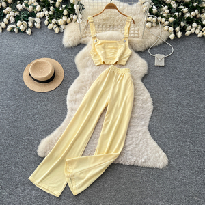 Conjunto elegante de 2 piezas para <span class=keywords><strong>mujer</strong></span>, top y traje ajustado, venta al por mayor - Product Image 1
