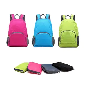 Large capacity waterproof zipper student notebook backpack leisure hiking travel small folding backpack for men