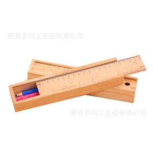 Estuche de Madera para Lápices con Regla de 15 cm, Útiles Escolares, Organizador de Oficina, Caja de Regalo, Impresión de Logotipo Personalizado - Product Image 2