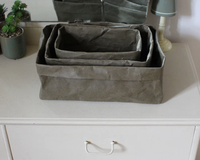 Sac de rangement en papier kraft lavable, grande capacité, panier pliable pour vêtements et jouets, logo personnalisé, vente en gros