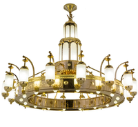 Lustre suspendu de mosquée islamique royale brillant extra large Arts et artisanat plafonnier en verre pour Masjid