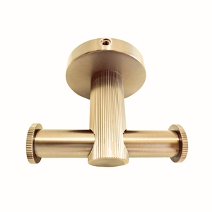 Contemporary Brass Robe <b>Hook</b> with Knurled Texture 2 <b>Hooks</b> Wall-Mounted Anti-Corrosion for Modern Hotel Bedrooms Luxury <b>Bathrooms</b> - Product Image 3