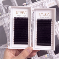 Extensions de cils individuels EMEDA noir mat en vison, fournitures pour extensions de cils volume en cachemire, plateaux de cils en velours et soie en gros