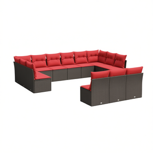 ชุดโซฟาหวายเทียมสำหรับลานบ้าน พร้อมเบาะรองนั่ง เฟอร์นิเจอร์สวน ชุดนั่งเล่นกลางแจ้ง 10 ที่นั่ง ดีไซน์ร่วมสมัย สีน้ำตาล - Product Image 1