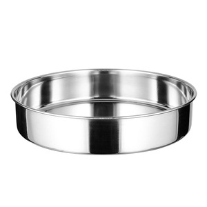 Stainless Steel Cake Pan Round Deep Flat Bottom Baking Dish Dishwasher Safe 10-40cm - Product Image 1