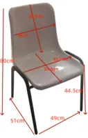 Chaise de salle à manger empilable moderne en plastique PP, pieds noirs thermolaqués, finition brillante, chaise de bureau pour conférence