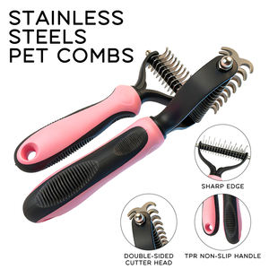 Spazzola da Bagno per Cani in Acciaio Inox e TPR, Pettine a Doppia Faccia per Rimozione Nodi e Pelo di Gatti, Sicuro e Portatile - Product Image 2