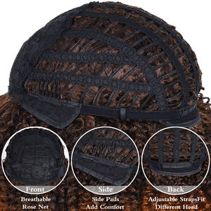 Afro bouclés couleur naturelle accepter la personnalisation noir brun blond perruque de <span class=keywords><strong>cheveux</strong></span> <span class=keywords><strong>courts</strong></span> synthétique pour les femmes noires perruques bouclées synthétiques - Product Image 2