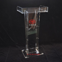 Atril de acrílico transparente con iluminación LED, plataforma de acrílico, podio, púlpito