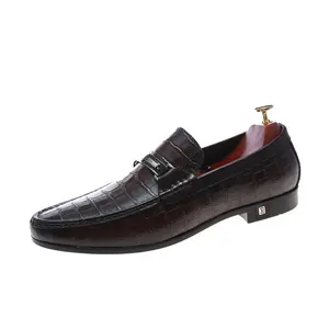 Guangzhou factory customized handmade luxury pure men dress leather shoes