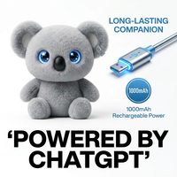 Peluche Électrique Intelligente ChatGPT Koala Gris avec LED et Options de Personnalisation pour la Recherche d'Informations Cloud