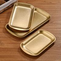 Plateau de service multifonctionnel en acier inoxydable épaissi pour barbecue, sushis, desserts et plats plats, qualité alimentaire coréenne, 50 pièces