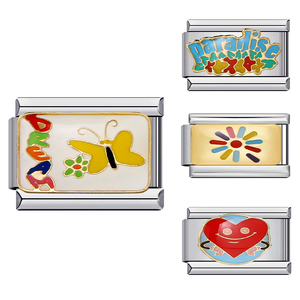 Đầy Màu <span class=keywords><strong>S</strong></span>ắc Tình Yêu Từ Cầu Vồng Ý Quyến Rũ Liên Kết Phù Hợp Với 9Mm Vòng Đeo Tay Thép Không Gỉ Phụ Nữ Người Đàn Ông Đồ Trang <span class=keywords><strong>S</strong></span>ức Tự Làm Bangle - Product Image 2