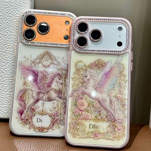 Custodia Protettiva di Lusso Barocca con Pegaso Floreale per <span class=keywords><strong>iPhone</strong></span> 17 Pro Max 15 16, con Strass Scintillanti e <span class=keywords><strong>Unicorno</strong></span> Cavallo, Design Esclusivo - Product Image 1