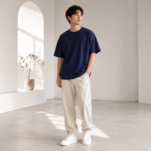 เสื้อยืดผู้ชายแบบสั่งทำ OEM ODM ผ้าฝ้าย 100% 240 GSM ทรงโอเวอร์ไซส์ แขนเสื้อแบบแร็กแลน สกรีนโลโก้ตามสั่ง หลายสี ขายส่งจากโรงงานโดยตรง - Product Image 2