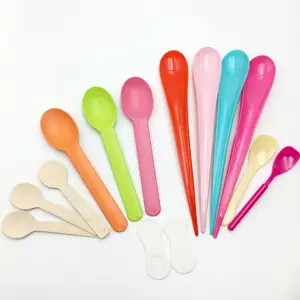 Hot Sale Cheap Disposable Leaf Shape Plastic Ice Cream Spoon