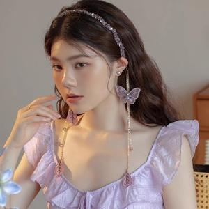 عصابات شعر جديدة من الكريستال للنساء بشرابة فراشة أغطية رأس خرافية على الطراز القديم عصابات شعر حساسة طازجة وأنيقة - Product Image 6