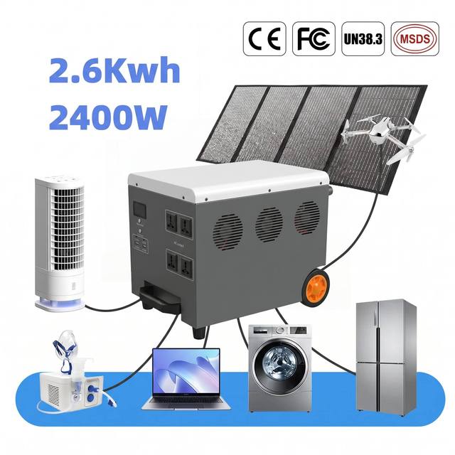 Off Grid Lithium Ion Solar Generator 2400W Portable Power Station Lifepo4 Battery Bank Home Backup Energy Storage Supply for UPS
