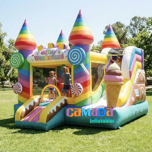 Castillo Inflable Candy Wonderful Land 100% PVC con Tobogán, Combo <span class=keywords><strong>de</strong></span> Tobogán Inflable <span class=keywords><strong>para</strong></span> Exteriores, Castillo con Tobogán <span class=keywords><strong>para</strong></span> Fiestas <span class=keywords><strong>de</strong></span> Niñas - Product Image 1