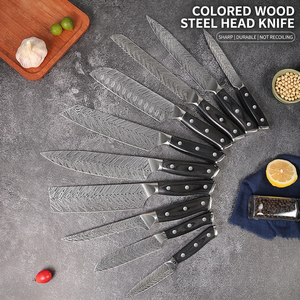 Juego de 10 Cuchillos de Cocina Japoneses con Patrón Damasco, Juego de Cuchillos Santoku de Acero Inoxidable para Restaurante - Product Image 2