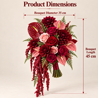 Élégante Composition Florale de Mariage en Cascade de Style Français Vintage Bourgogne, Fleurs Artificielles Faites à la Main, Personnalisable pour la Décoration de Mariage d'Automne
