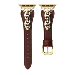 Nouveau produit <span class=keywords><strong>Bracelet</strong></span> de montre en <span class=keywords><strong>cuir</strong></span> tanné végétal en métal en forme de D pour femmes <span class=keywords><strong>Bracelet</strong></span> en <span class=keywords><strong>cuir</strong></span> véritable pour <span class=keywords><strong>Apple</strong></span> <span class=keywords><strong>Watch</strong></span> 10 - Product Image 3