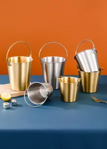 Snack Cup Drink Beer Wine Cooler Gold Stainless Steel Ice Buckets Beverage Tubs