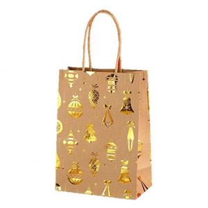 Bolsas de Regalo de Papel Kraft de Lujo Ecológicas Personalizadas Premium con Asas, Estampado en Caliente para Navidad, Estilo Nuevo - Product Image 1