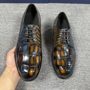 Zapatos Formales de Hombre en Cuero de Cocodrilo Genuino con Degradado de Color |   Zapatos de Vestir de Lujo Brillantes en Dos Tonos |   Zapatos Oxford de Oficina de Talla Grande - Product Image 5
