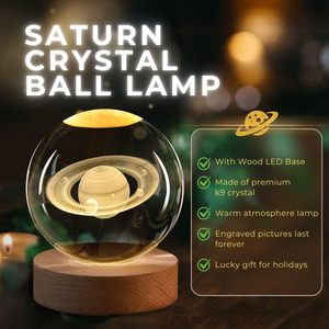 Lámpara de Noche de Bola de Cristal 3D de 6CM con Base de Madera, Decoración Luminosa LED para Escritorio y Hogar, Venta al por Mayor - Product Image 4
