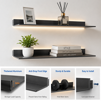 Étagère flottante en aluminium en forme de L, rebord métallique pour accessoires de meubles, appartement, hôtel, bureau, rangement mural pour commerce de détail