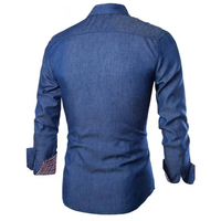 Chemise en jean décontractée pour homme, coupe slim, manches longues, en coton respirant, teinte unie, pour usage quotidien