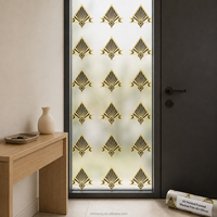 Papel Tapiz Autoadhesivo Art Deco con Patrón de Abanicos Dorados para Sala de Estar