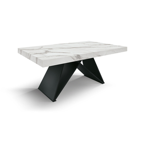 Giuseppe <b>Extendable</b> <b>Table</b> <b>White</b> Statuary Marble Crossed Legs Indoor <b>Dining</b> - Product Image 4