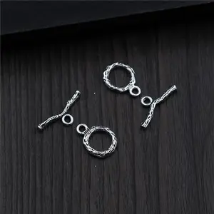 DIY high quality S925 silver toggle clasp for jewelry ,wholesale metal cord ends clasp ,necklace clasp