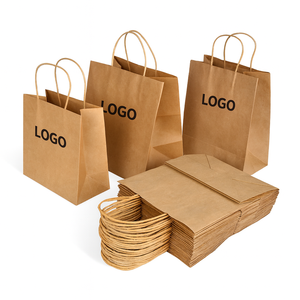 ถุงกระดาษคราฟท์พิมพ์โลโก้ รีไซเคิลได้ หนา สีน้ำตาล/ขาว หูหิ้วกระดาษคราฟท์แบบบิด ถุงของขวัญ - Product Image 3